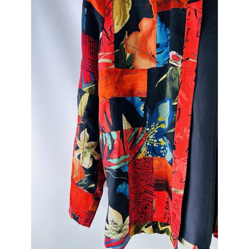 Vintage 90s Silk Rainbow Patchwork Jacket Blazer … - image 4